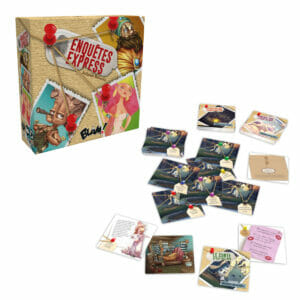 jeu-enquête-express Boite du jeu enquêtes express et son matériel